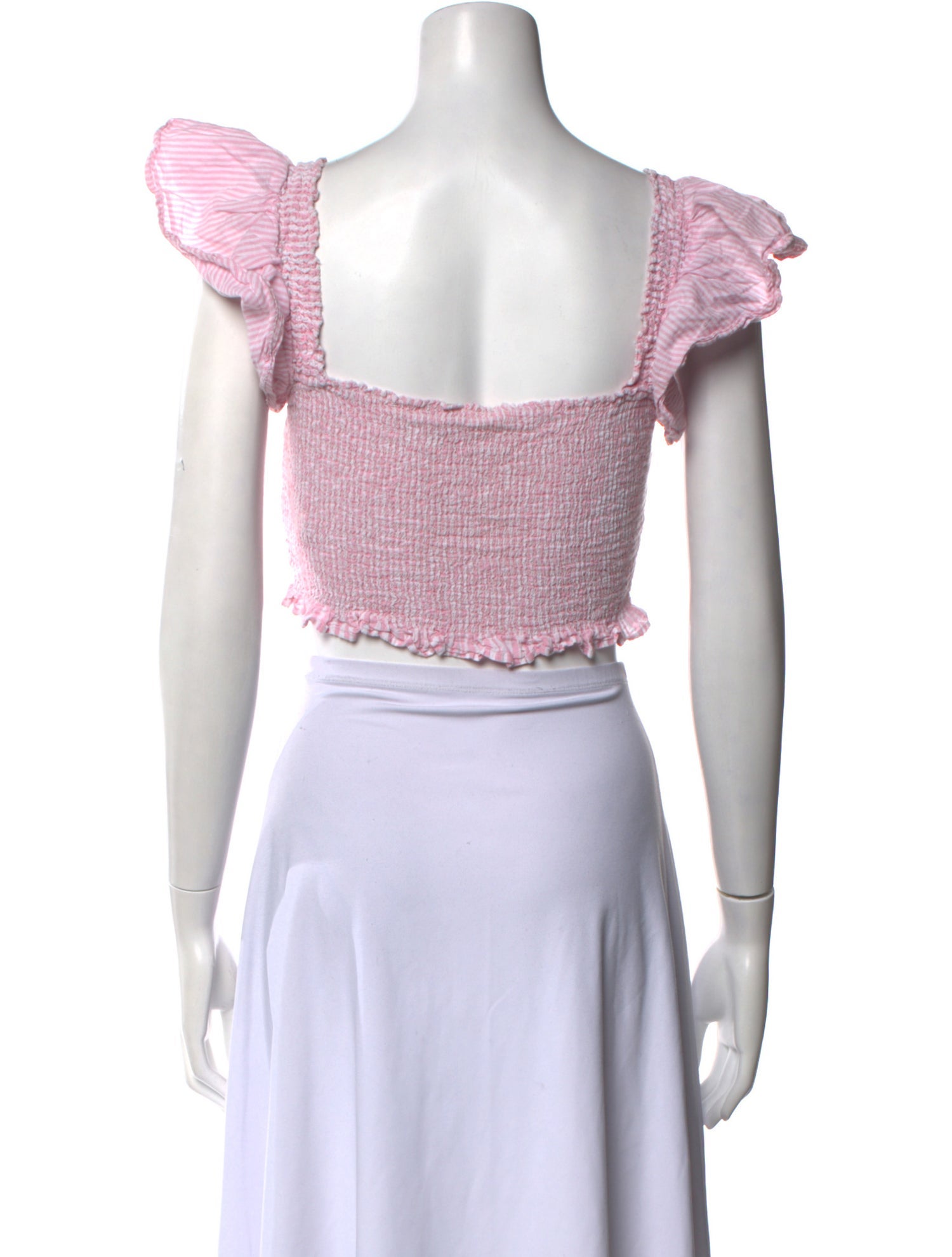 LoveShackFancy Square Neckline Short Sleeve Crop Top